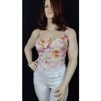 Csinos pasztell színű fűző hatású molett felső 