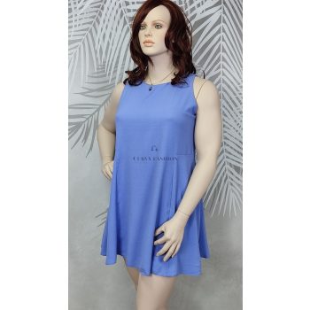 F&F friss, elegáns középkék ujjatlan molett ruha