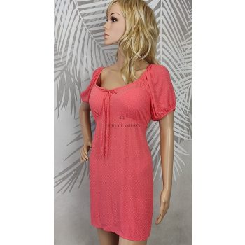 Primark divatos korall színű apró pöttyös ruha 