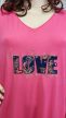 Fiatalos, vidám élénk rózsaszín 'LOVE' feliratú molett tunika 