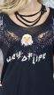 "Way of Life" vagány fekete sas mintás felső 