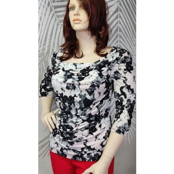 Romantikus redőzött virágmintás molett felső