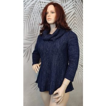 Per Una mélykék kötött moletti pulóver 