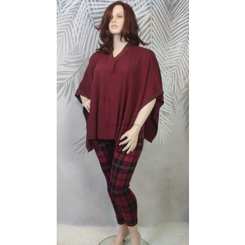 Csinos bordó strasszköves nagyméretű poncsó 