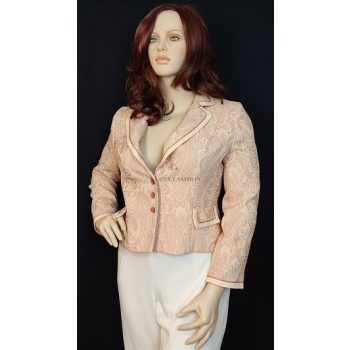 Elegáns paisley mintás barack színű blézer