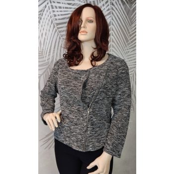 Szürke melírozott cipzáras plus size kardigán 