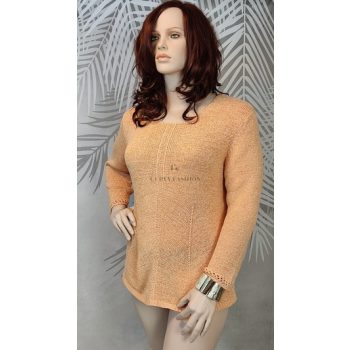Csinos barack színű kötött molett pulóver 