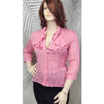 La Menare rózsaszín fodros molett blúz 