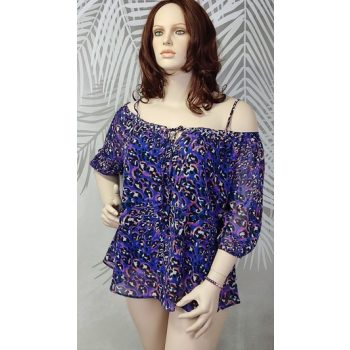 MS Mode lila állatmintás molett felső 