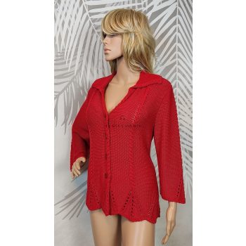 Per Una csinos élénk piros kötött kardigán 