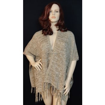 Boho stílusú, kényelmes bézs plus size poncsó 