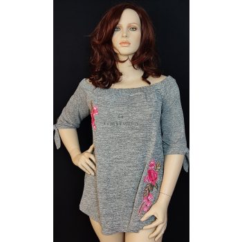Hímzett rózsamintás kötött molett tunika
