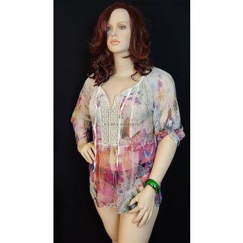 Romantikus, színpompás plus size muszlin tunika 