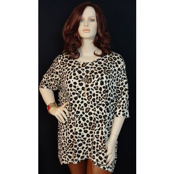 Stílusos leopárdmintás kényelmes molett tunika 