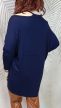 Laza szabású kötött sötétkék molett tunika 