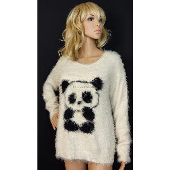 Panda mintás puha pulóver 