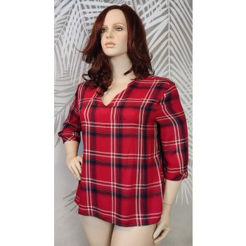 Peacocks piros kockás női blúz 