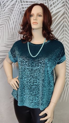 Next kékeszöld bársony plus size felső 