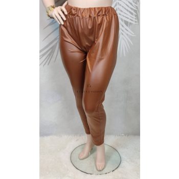 Karamellbarna bőrhatású plus size nadrág 