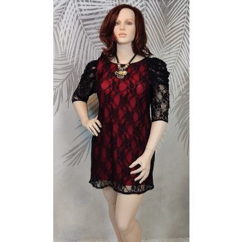 South piros-fekete nagyméretű alkalmi csipkeruha 