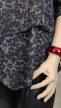 Leopárdmintás szürke-fekete csillogós molett felső 
