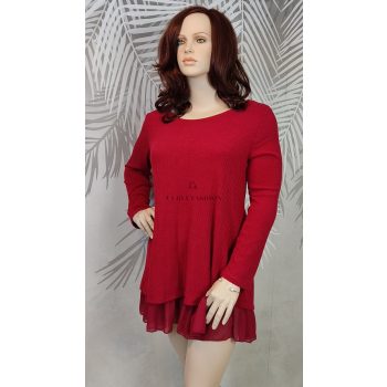 ZANZEA bordó kötött masnis molett tunika 