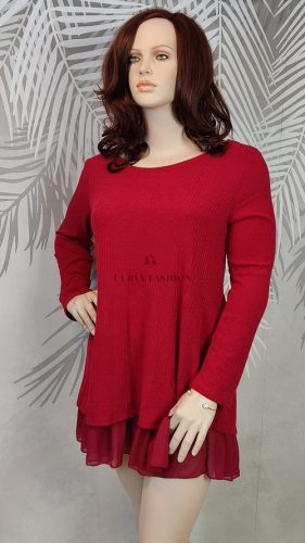 ZANZEA bordó kötött masnis molett tunika 
