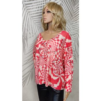 Geometriai mintás laza szabású csini felső 