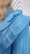Égkék fodros kötött plus size pulóver 
