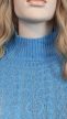 Égkék fodros kötött plus size pulóver 