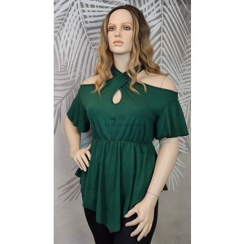 Shein stílusos zöld off-shoulder molett felső 