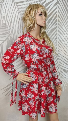 Piros virágos romantikus H&M ruha 