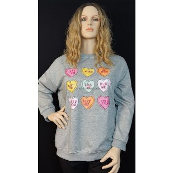 Szívecskés szürke molett pulcsi