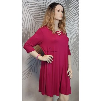 A-vonalú ciklámen színű molett ruha 