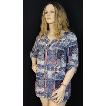 Csinos patchwork mintás plus size tunika 