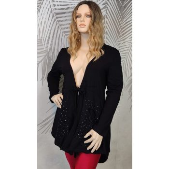 Doris Streich fekete strasszos molett kardigán 