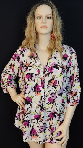 Plus size virágmintás könnyed blúz 