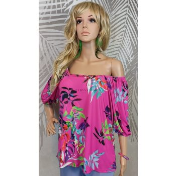 Vállra ejtett virágos felső 