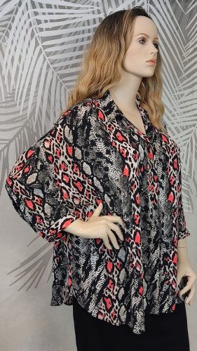Papaya csinos állatmintás plus size blúz 