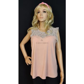 Vero Moda púderrózsaszín csipkés felső 