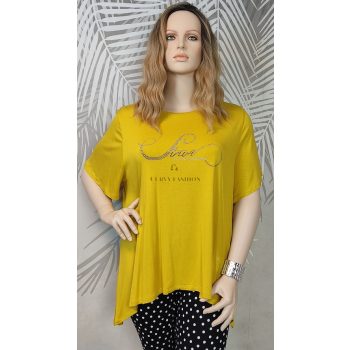 Star mustársárga molett tunika strassz díszítéssel 