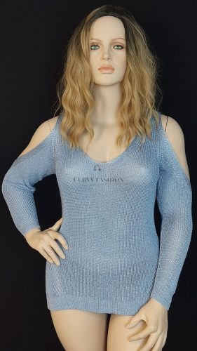 Next csillogó világoskék plus size felső 