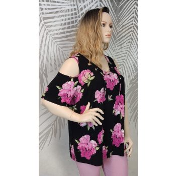 Pink-fekete fűzős molett felső  