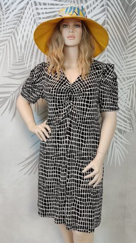 Next fekete-fehér irodai plus size ruha 