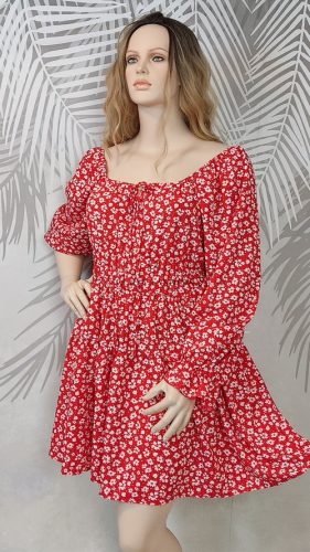 Shein ejtett vállú piros plus size ruha 