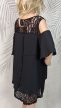 Váll nélküli fekete csipkés tunika 