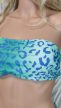 Türkiz kék állatmintás bandeau fürdőruha 