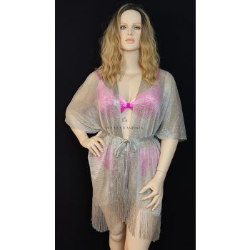 Ezüst rojtos molett strandruha 