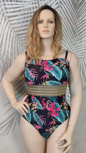 Trópusi mintás plus size fürdőruha 