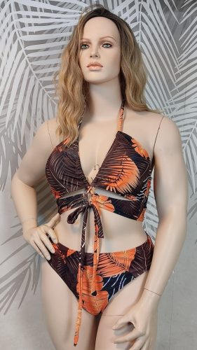 Molett narancs mintás bikini 